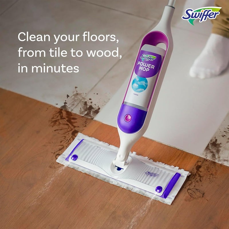 Swiffer مجموعة ممسحة متعددة الأسطح PowerMop لتنظيف الأرضيات، تشمل ممسحة PowerMop، 2 قطع إضافية من وسادة المسح، 1 محلول تنظيف برائحة منعشة و 2 بطاريات - Image 5